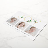 水彩クリスマス 植物の喜び 3つの写真付き 箔シーズンカード (回転した状態)