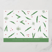 水彩クリスマス 植物の喜び 3つの写真付き 箔シーズンカード (裏面)