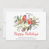 水彩クリスマス 赤い鳥 コーポレートグリーティング シーズンカード (正面)