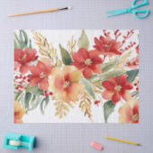 水彩クリスマス　赤と金の花 薄葉紙 (クラフト)