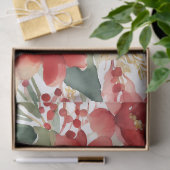 水彩クリスマス　赤と金の花 薄葉紙 (ギフト)