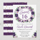 水彩クリームと紫リーススイーツ16 招待状 (正面/裏面)