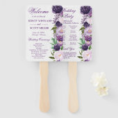 水彩クリームと紫結婚の花 ハンドファン (正面&裏面)