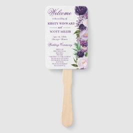 水彩クリームと紫結婚の花 ハンドファン