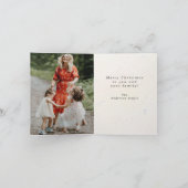 水彩クリームホリデー葉のリースの写真カード シーズンカード (内部)