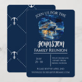 水彩クルーズ船家族再会招待状 招待状 (正面/裏面)