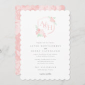 水彩クレストフローラモノグラムピンク結婚ズ (正面/裏面)