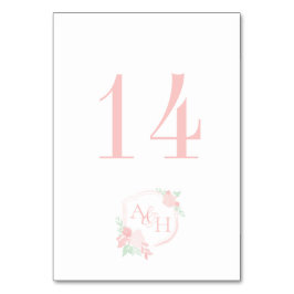 水彩クレストフローラモノグラムピンク テーブルナンバー