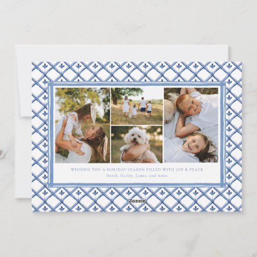 水彩クレスト名門私立校風のクリスマスフォトカード シーズンカード (裏面)