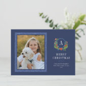 水彩クレスト名門私立校風のクリスマスフォトカード シーズンカード (スタンド正面)