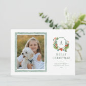 水彩クレスト名門私立校風のクリスマスフォトカード シーズンカード (スタンド正面)