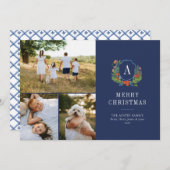 水彩クレスト名門私立校風のクリスマス数々のフォトカード シーズンカード (正面/裏面)