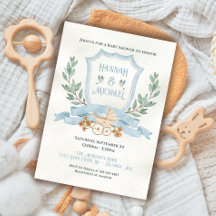 水彩クレスト赤ちゃんブルーシャワー