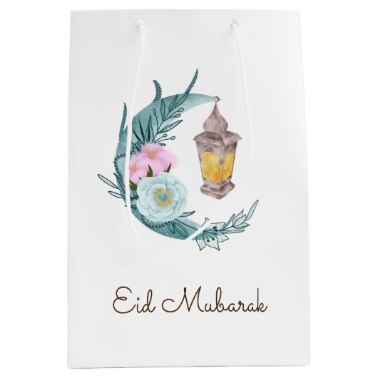 水彩クレセントイードムバラク抱き枕 ミディアムペーパーバッグ (正面)