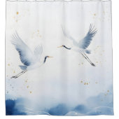 水彩クレーン日本のスタイル シャワーカーテン (正面)