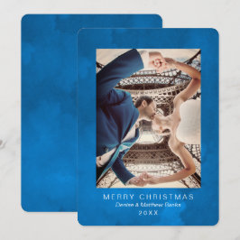 水彩クロカスのネビュラブルー クリスマスカード 招待状