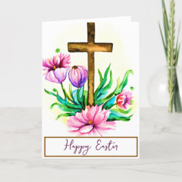 水彩クロスとピンクのハスカスタムイースター シーズンカード