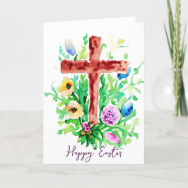 水彩クロスと花カスタム復活祭 シーズンカード
