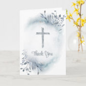 水彩クロスと葉のサンキューカード カード (黄色い花)