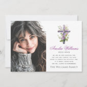 水彩クロスフラワー悔やみや弔慰写真感謝していあなた サンキューカード (正面)