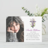 水彩クロスフラワー悔やみや弔慰写真感謝していあなた サンキューカード (スタンド正面)