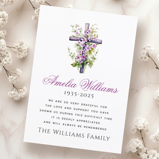 水彩クロスフラワー葬儀悔やみや弔慰感謝していユー サンキューカード