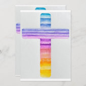 水彩クロス / 洗礼カード / クリスチャンカード 招待状 (正面/裏面)