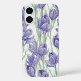 水彩クロッカスの花のスマホケース iPhone 16ケース