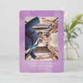 水彩クロッカスの花びらモダンなクリスマスカード 招待状 (スタンド正面)