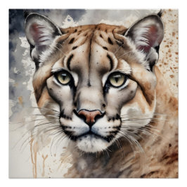 水彩クーガーno 1 ポスター