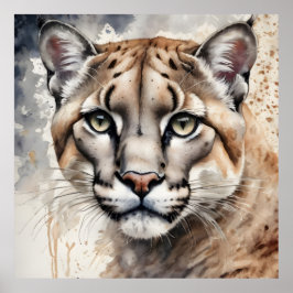 水彩クーガーno 1 ポスター