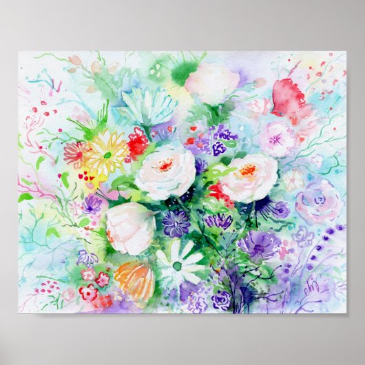 水彩グッドムード花8x10 ポスター (正面)