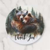 水彩グマの素朴な荒野のウェディング フェイバータグ (裏面)