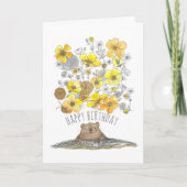 水彩グラウンドホッグとバターカップハッピーバースデー カード (正面)