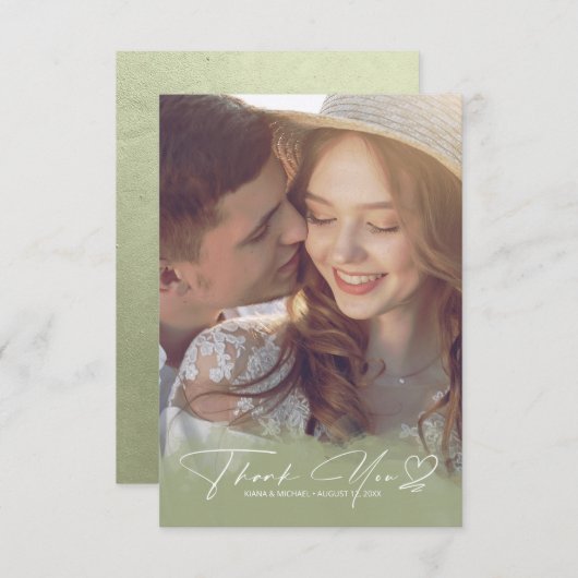 水彩グラデーションありがとうセージ緑ID786 サンキューカード (正面/裏面)