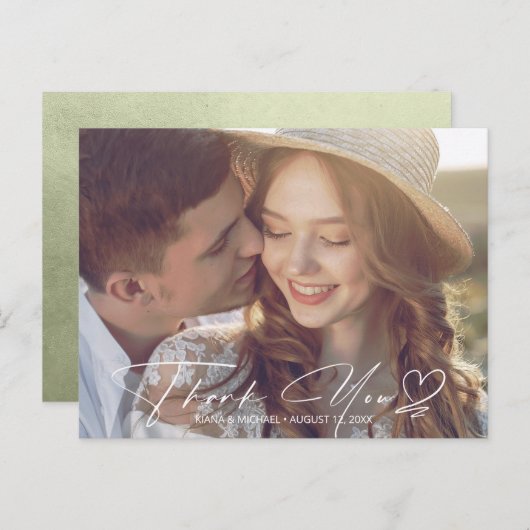 水彩グラデーションありがとうセージ緑ID786 案内ポストカード (正面/裏面)