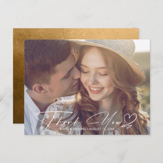 水彩グラデーションの感謝を表す秋のゴールド ID786 案内ポストカード (正面/裏面)