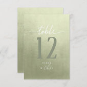 水彩グラデーションテーブル番号セージ緑ID786 招待状 (正面/裏面)