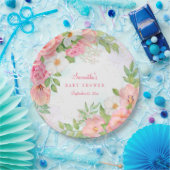 水彩グラデーションフローラローズブーケ赤ちゃんシャワー ペーパープレート (パーティー)