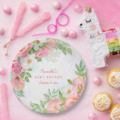 水彩グラデーションフローラローズブーケ赤ちゃんシャワー ペーパープレート (パーティー)