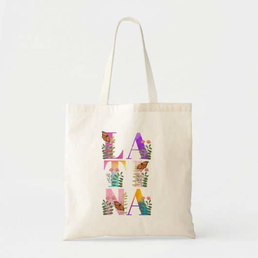 水彩グラデーションラテンアメリカ系女性はっきりした文字 トートバッグ (正面)