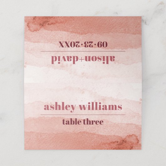 水彩グラデーション及び分岐結婚和風 プレイスカード (外部開封)