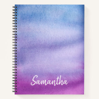 水彩グラデーション名前をカスタムする紫/青ノート ノートブック