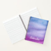 水彩グラデーション名前をカスタムする紫/青ノート ノートブック (内部)