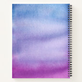 水彩グラデーション名前をカスタムする紫/青ノート ノートブック (裏面)