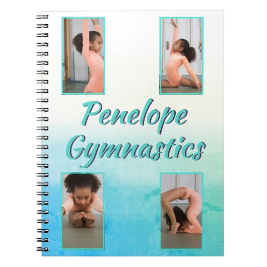 水彩グラデーション名前をカスタムする、スポーツ&写真 ノートブック (正面)