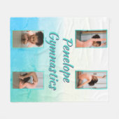 水彩グラデーション名前をカスタムする、スポーツ&写真 フリースブランケット (正面(横))