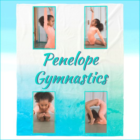 水彩グラデーション名前をカスタムする、スポーツ&写真 フリースブランケット