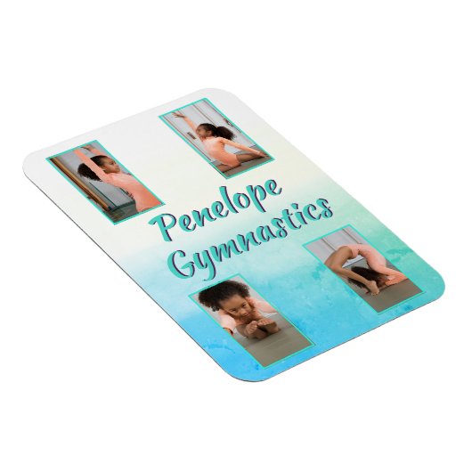 水彩グラデーション名前をカスタムする、スポーツ&写真 マグネット (右側)