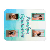 水彩グラデーション名前をカスタムする、スポーツ&写真 マグネット (横)